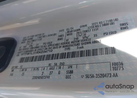 2024 Ford F-150 Xl from USA, damaged, VIN 1FTFW1L51RKE04710